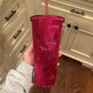 Stylish Pink Tumbler with Straw